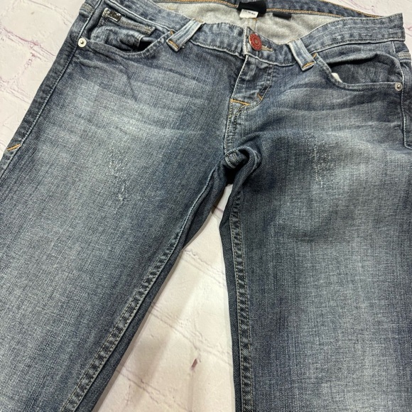 ARMANI EXCHANGE J57 Straight Classic Blue Women's Distressed Jeans Size 4S GUC - Picture 15 of 16